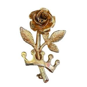 Vintage Rose Flower And
Crown Brooch Pin
Women's OS Gold-tone
Layered Petals